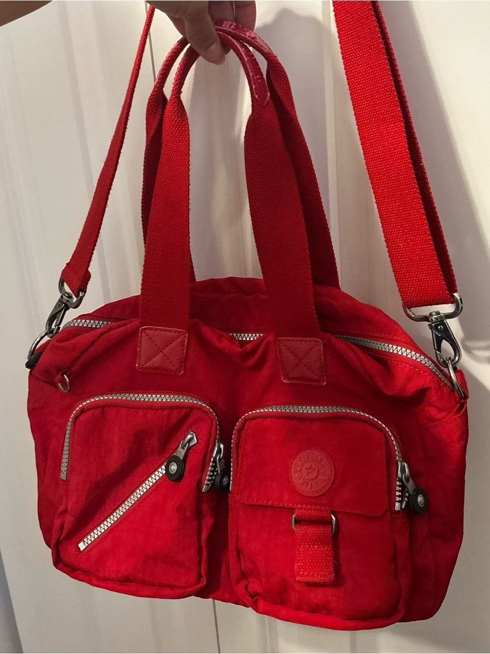 Red Kipling Shoulder Bag - Casual Cargo Style Everyday Tote